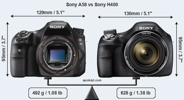 Size Sony A58 vs Sony H400