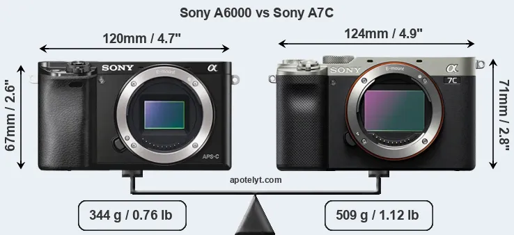 Size Sony A6000 vs Sony A7C