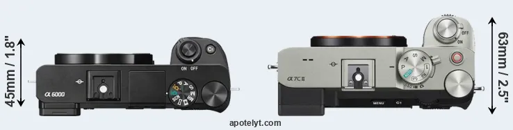 Compare A6000 versus A7C II top
