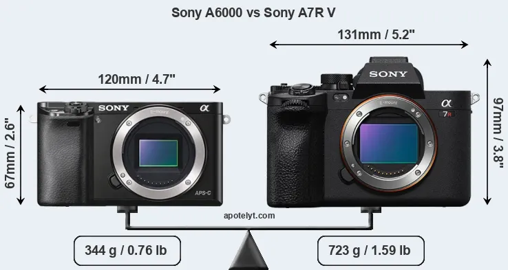 Size Sony A6000 vs Sony A7R V