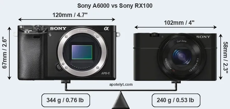 Size Sony A6000 vs Sony RX100