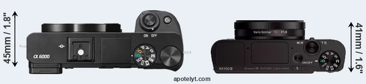 Compare A6000 versus RX100 III top