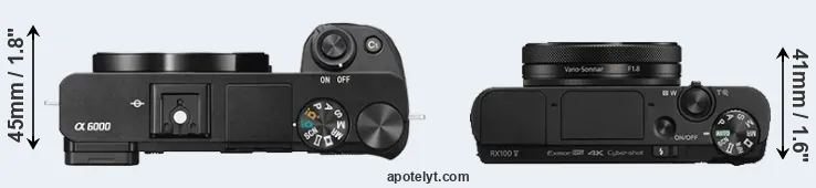 Compare A6000 versus RX100 V top