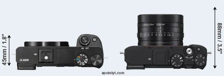 Compare A6000 versus RX1R III top