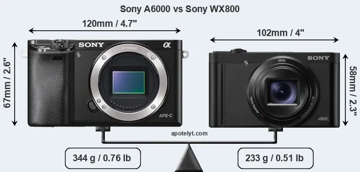 Size Sony A6000 vs Sony WX800