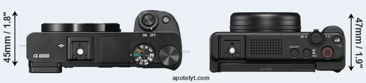 Compare A6000 versus ZV-1 II top