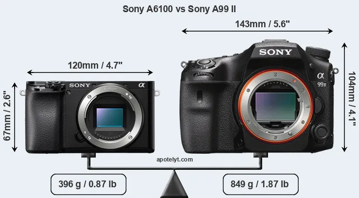 Size Sony A6100 vs Sony A99 II