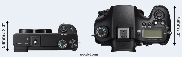 Compare A6100 versus A99 II top