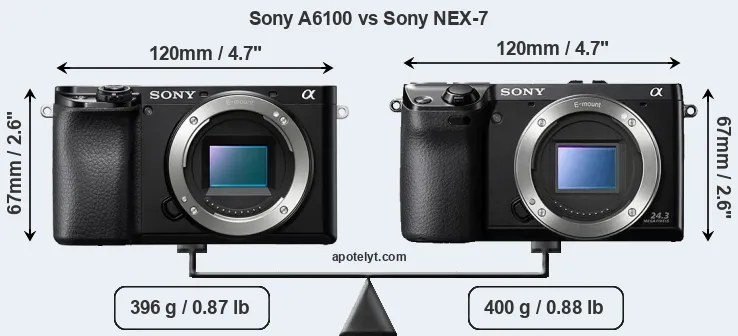 Size Sony A6100 vs Sony NEX-7