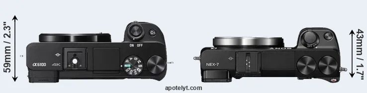 Compare A6100 versus NEX-7 top