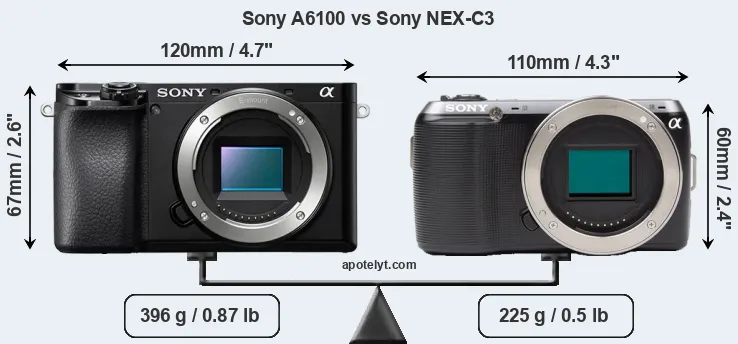 Size Sony A6100 vs Sony NEX-C3