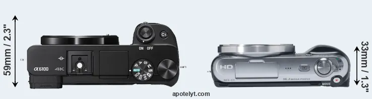 Compare A6100 versus NEX-C3 top