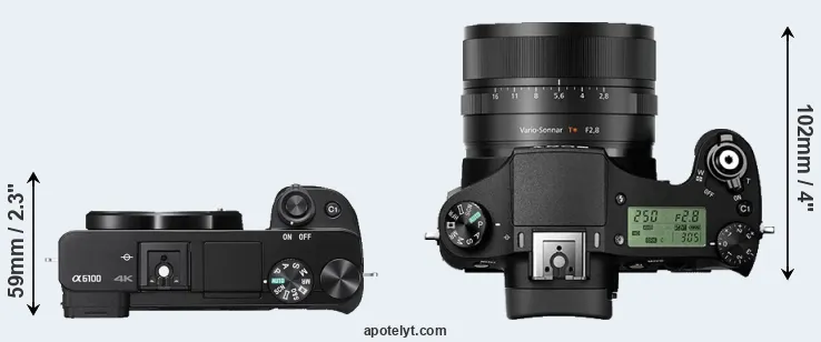 Compare A6100 versus RX10 II top