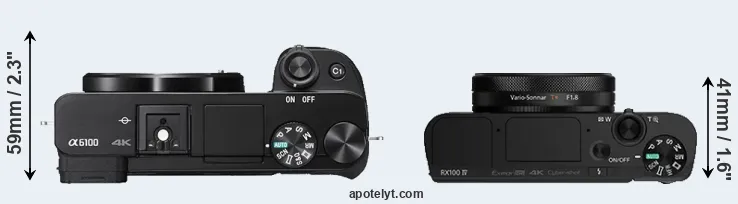 Compare A6100 versus RX100 IV top