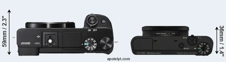Compare A6100 versus RX100 top