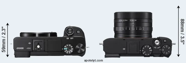 Compare A6100 versus RX1R III top