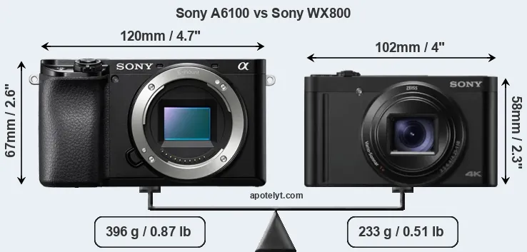Size Sony A6100 vs Sony WX800