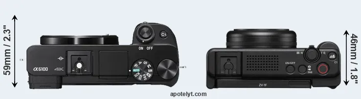 Compare A6100 versus ZV-1F top
