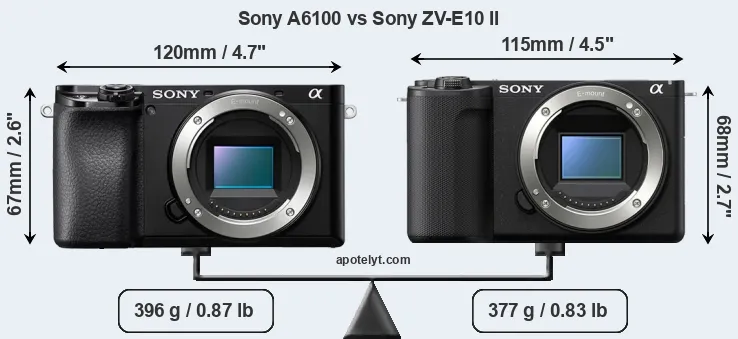 Size Sony A6100 vs Sony ZV-E10 II
