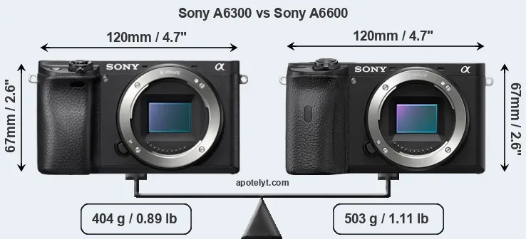 Size Sony A6300 vs Sony A6600