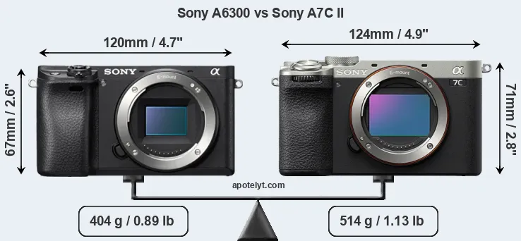 Size Sony A6300 vs Sony A7C II