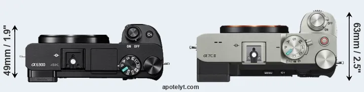 Compare A6300 versus A7C II top