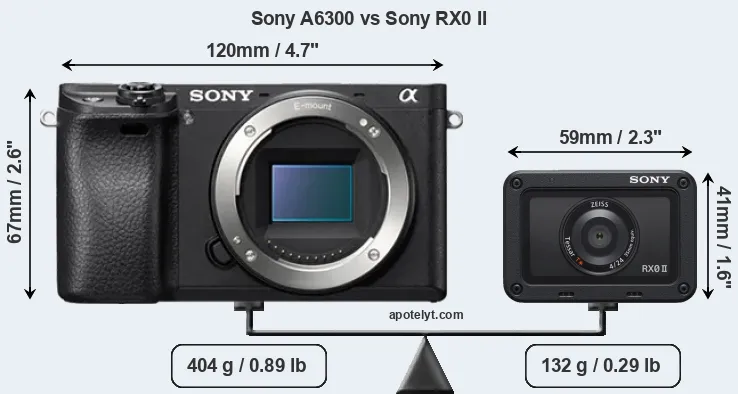 Size Sony A6300 vs Sony RX0 II