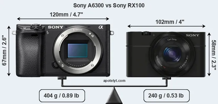 Size Sony A6300 vs Sony RX100