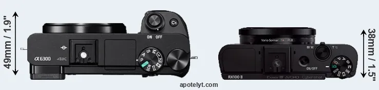 Compare A6300 versus RX100 II top