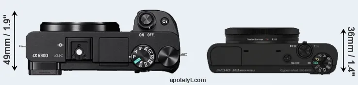 Compare A6300 versus RX100 top