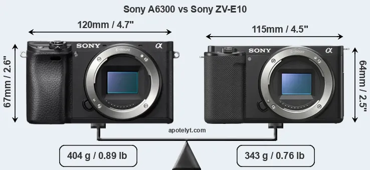 Size Sony A6300 vs Sony ZV-E10