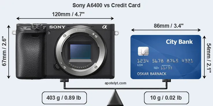 Sony A6400 vs credit card front