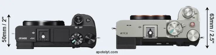 Compare A6400 versus A7C II top