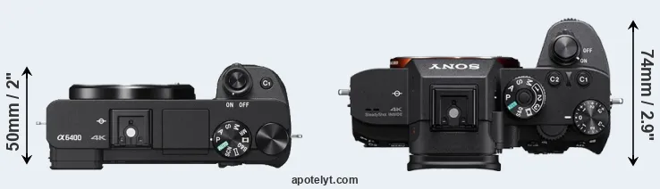 Compare A6400 versus A7R III top