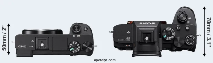 Compare A6400 versus A7R IV top