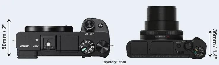 Compare A6400 versus HX90V top