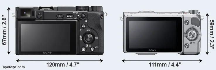 Comparison A6400 or NEX-5T rear