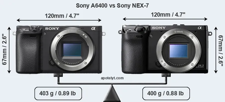 Size Sony A6400 vs Sony NEX-7