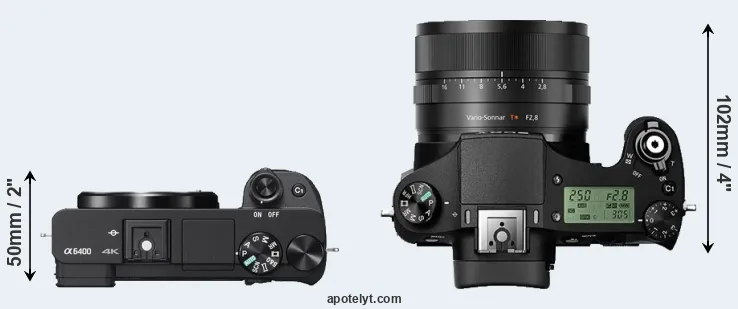 Compare A6400 versus RX10 II top