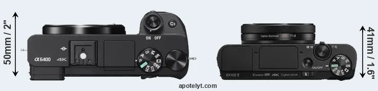 Compare A6400 versus RX100 V top