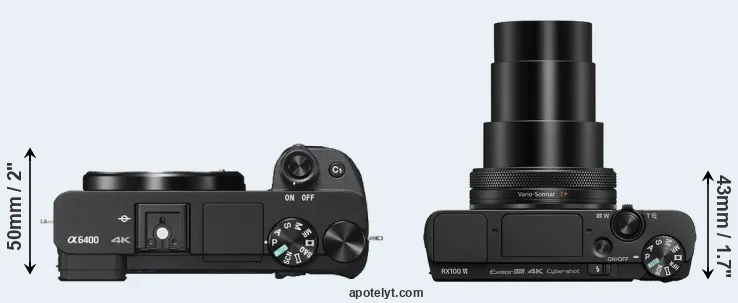 Compare A6400 versus RX100 VI top