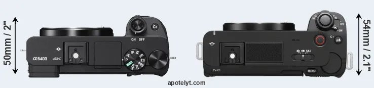 Compare A6400 versus ZV-E1 top