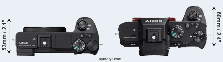 Compare A6500 versus A7 II top