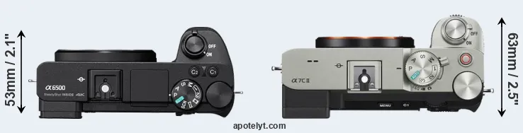 Compare A6500 versus A7C II top