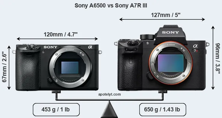 Size Sony A6500 vs Sony A7R III