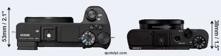 Compare A6500 versus RX100 II top