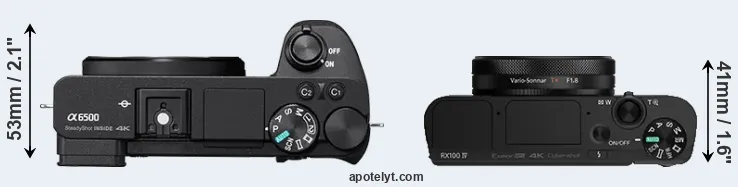 Compare A6500 versus RX100 IV top