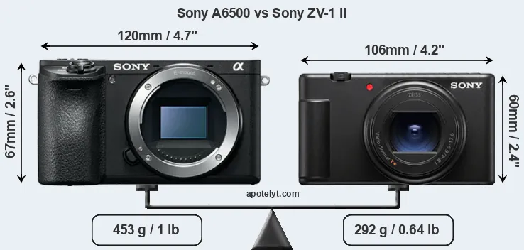 Size Sony A6500 vs Sony ZV-1 II