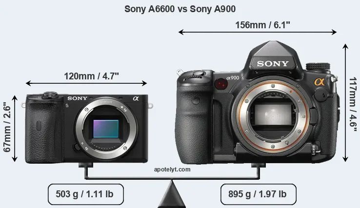 Size Sony A6600 vs Sony A900