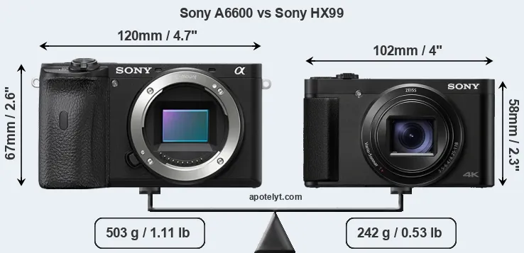 Size Sony A6600 vs Sony HX99